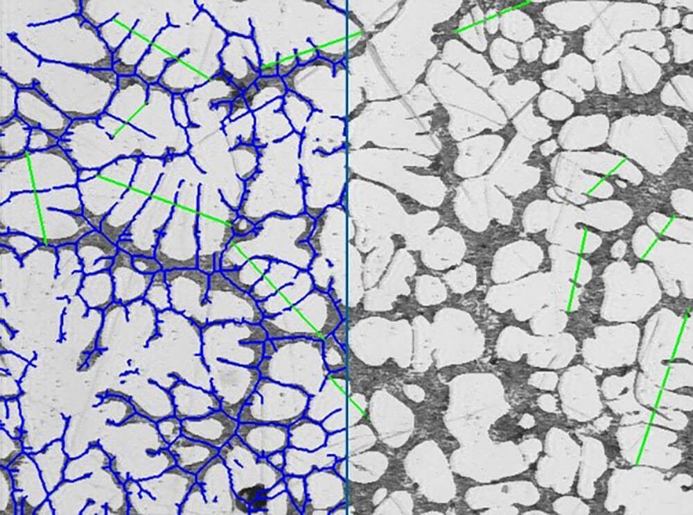 Dendritic arm spacing in aluminium alloy