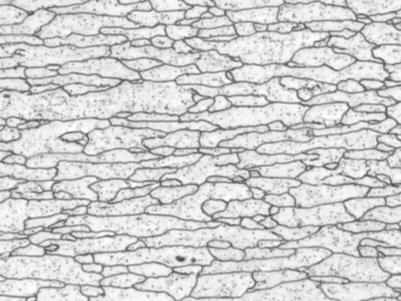 Elongated grains with dark outlines