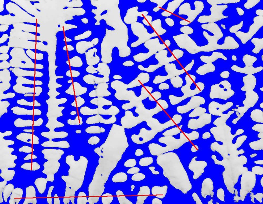 Dendritic arm spacing in copper lead alloy