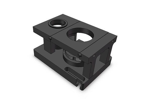 Self level vise for mounted sample, with test block