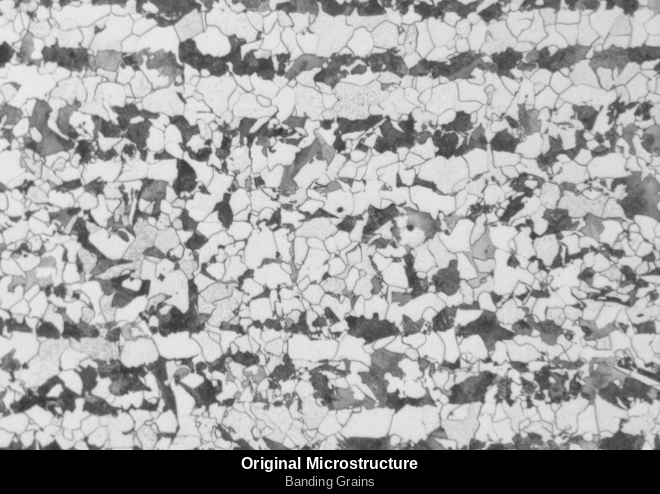 Banded ferrite-pearlite microstructure with automated detection