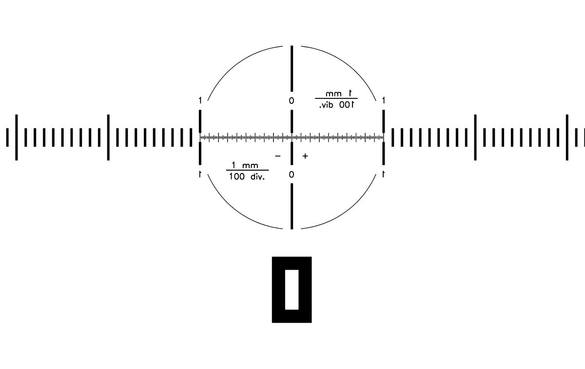 Linear scale with 1 mm circle