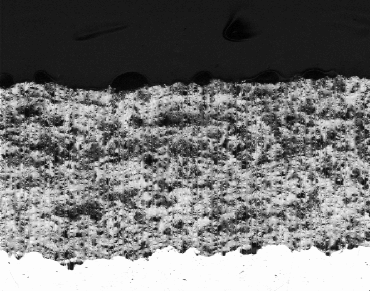 Inconel superalloy coating cross-section analyzed in Clemex