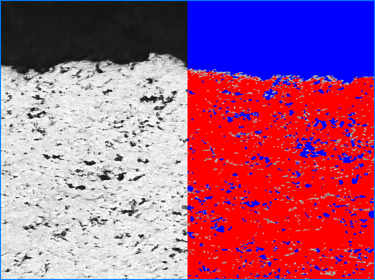 Thermal spray coating cross-section analyzed in Clemex