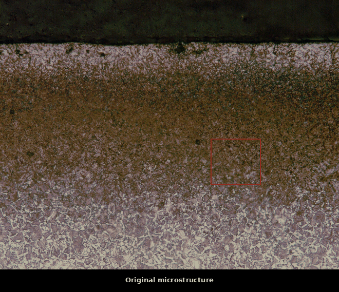 Decarburized surface layer profiled from the edge inward