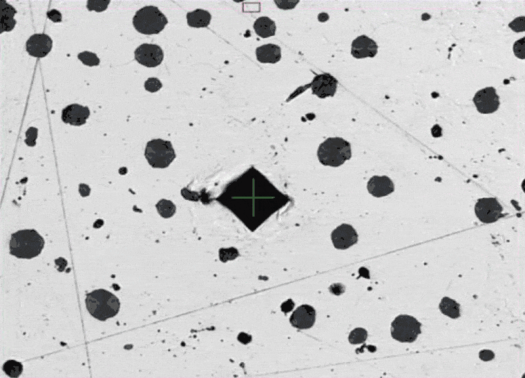 Automated Vickers indent detection and diagonal measurement along a case-depth traverse