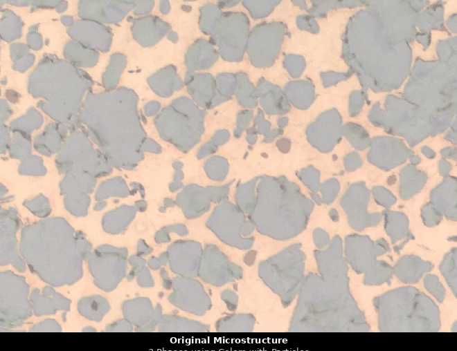 Three-phase color microstructure with particles