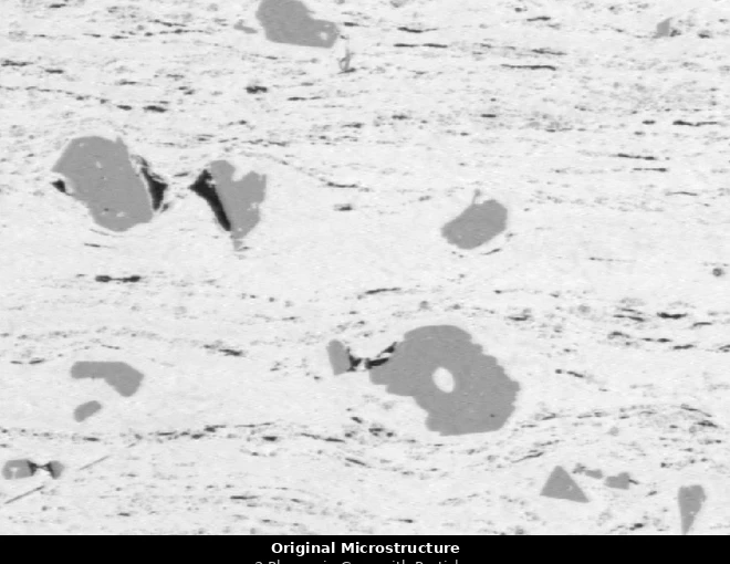 Three-phase grayscale microstructure with particles