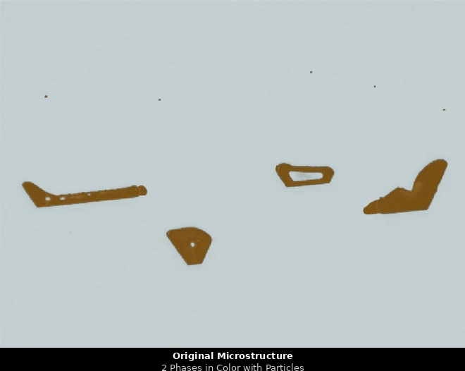 Two-phase color microstructure with particles